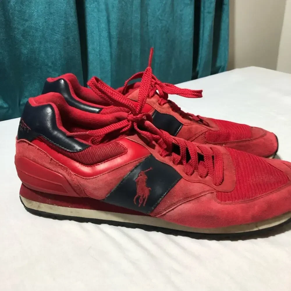 Polo Ralph Lauren sport mens slaton pony red blue lace up sneakers 14D classic